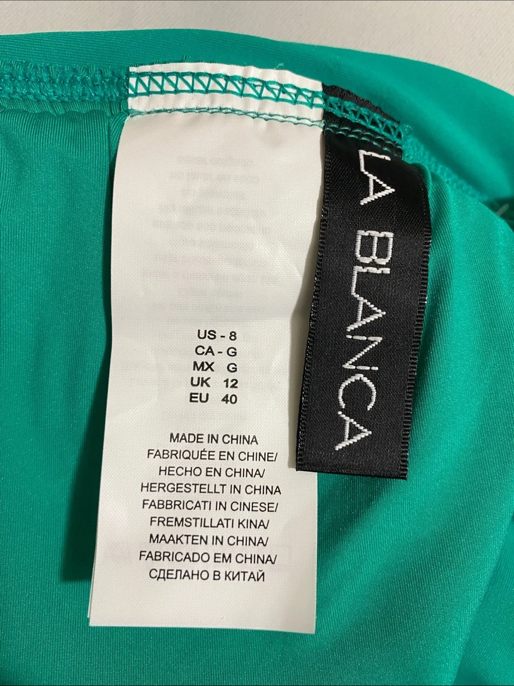 LA BLANCA Solid Green Bikini Top Women's Size 8